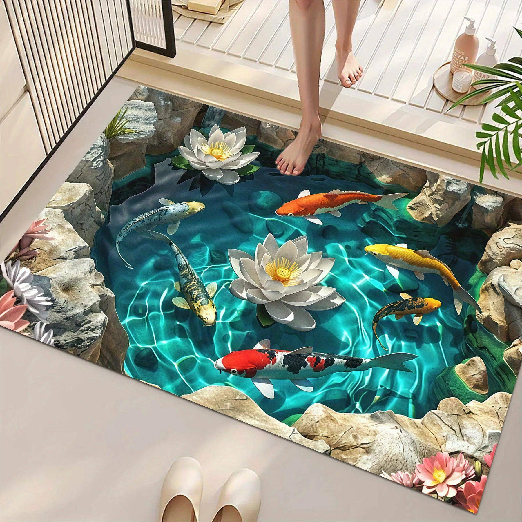 2D Koi Fish & Lotus Flower Bat - Planted Aquarium Carpet Plant ulasan dan harga